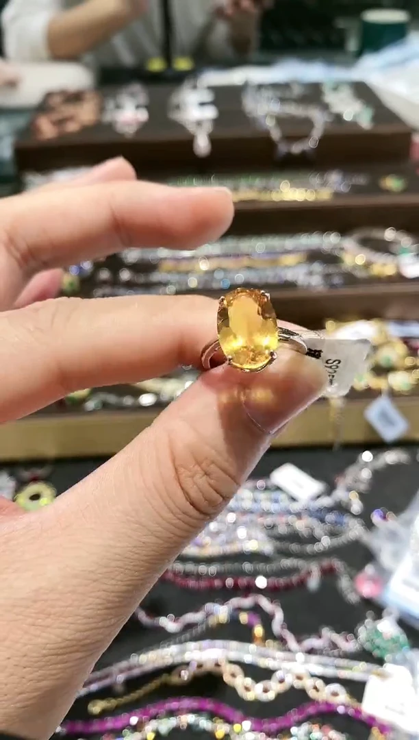 【闪购商品】黄晶戒指银S925镶嵌戒指