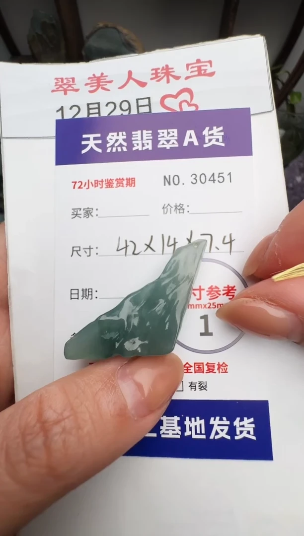 颈饰未镶嵌翡翠原石30451