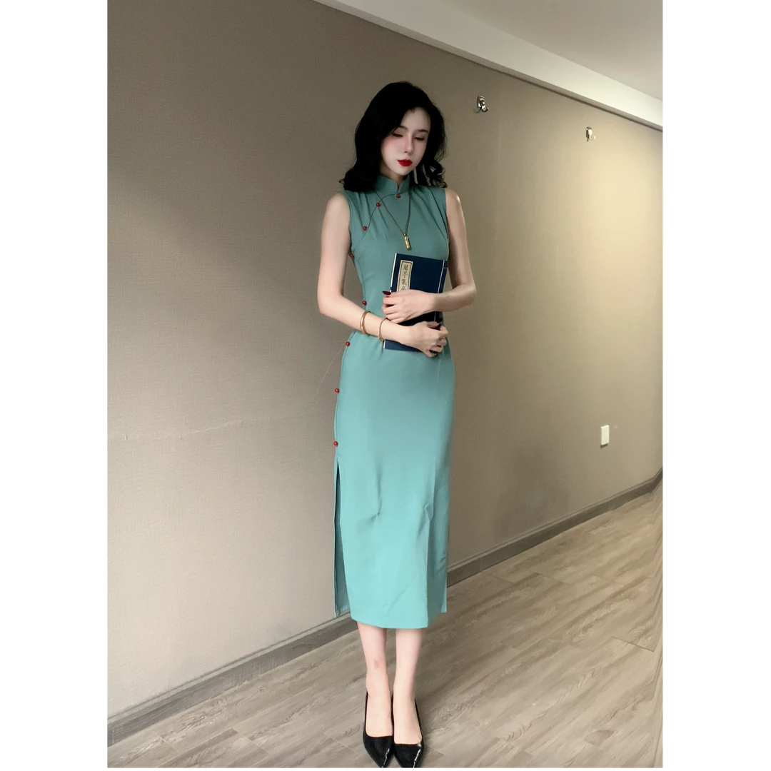【青灯】绫曦2025春夏新款气质优雅日常修身旗袍裙