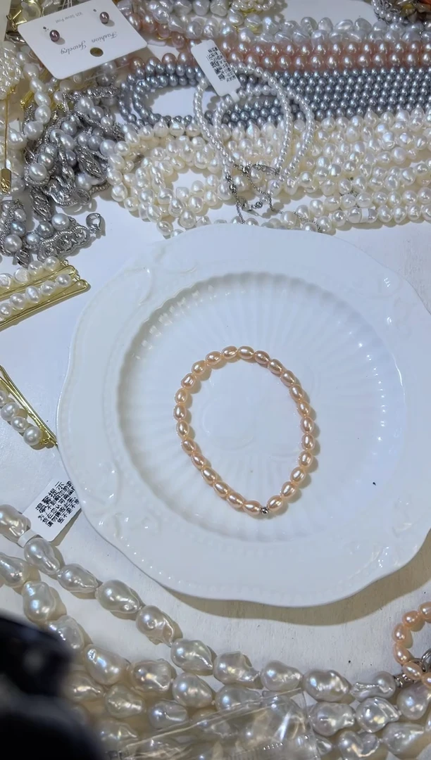 银S925镶嵌手绳淡水珍珠a23