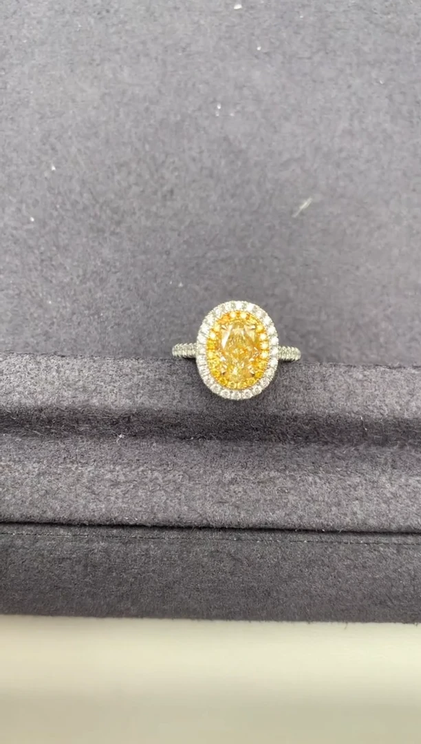 18K金镶嵌戒指/指环钻石1.5ct黄钻  定制  GH