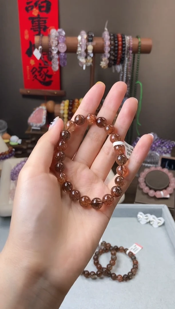 水晶手链未镶嵌9mm黑金超