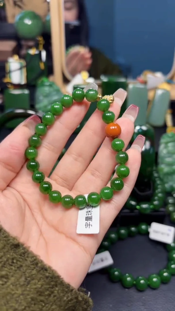 【闪购商品】和田玉（碧玉）手串银S925镶嵌1