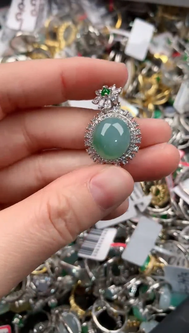 银S925镶嵌戒指翡翠111   8