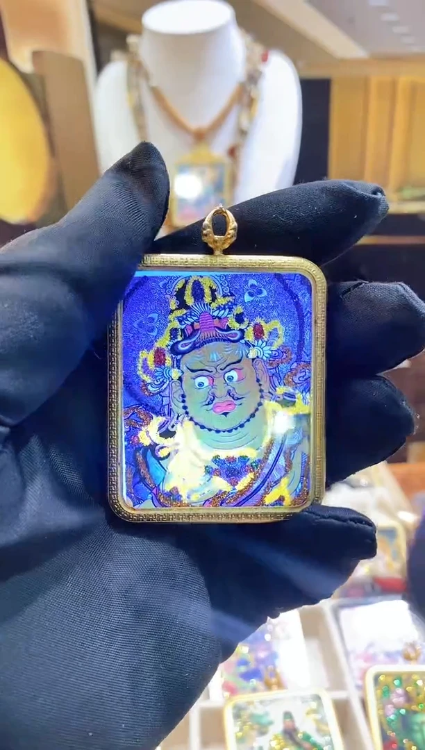 吊坠纯手绘西藏唐卡纯手绘彩金吊坠