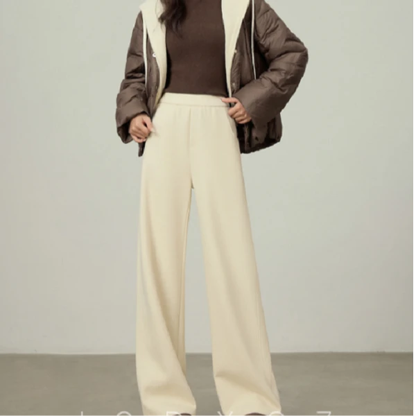 【153的日常】过冬羊毛糯米阔腿休闲裤时尚百搭24DK926筒裤