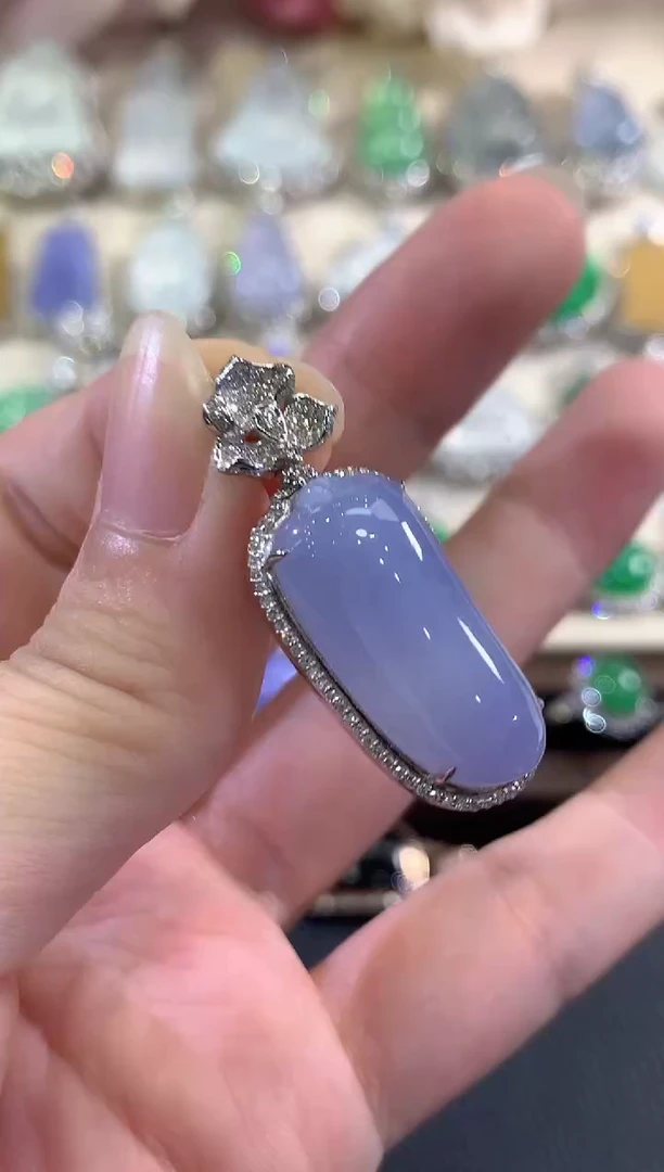 吊坠(不含链)18K金镶嵌翡翠d112 紫货有色差