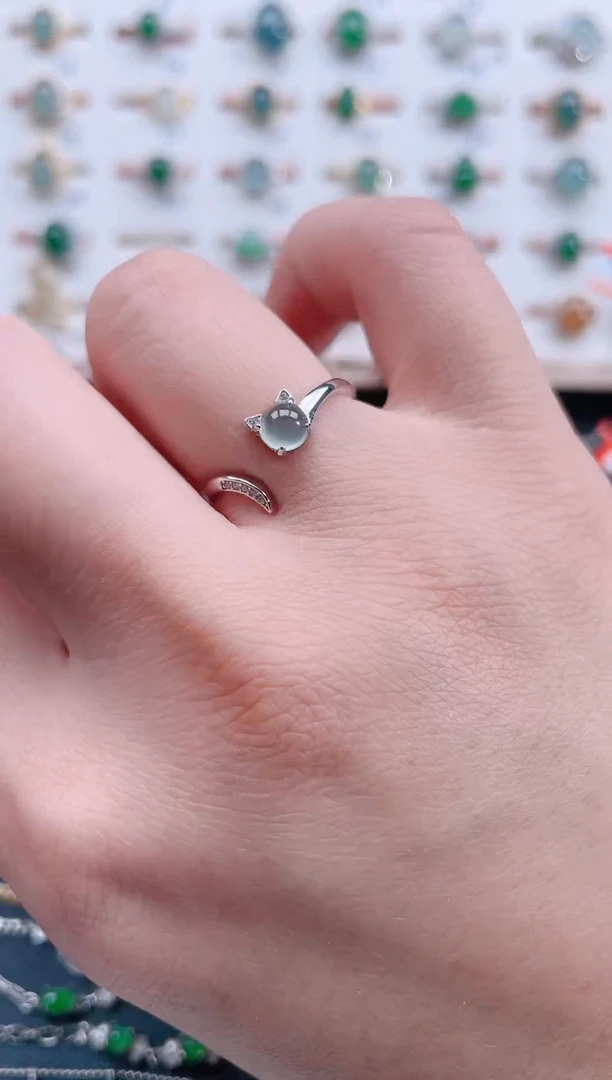 银S925镶嵌戒指翡翠天然翡翠