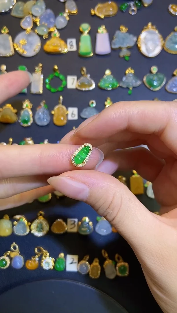 吊坠(不含链)银S925镶嵌翡翠天然A货翡翠