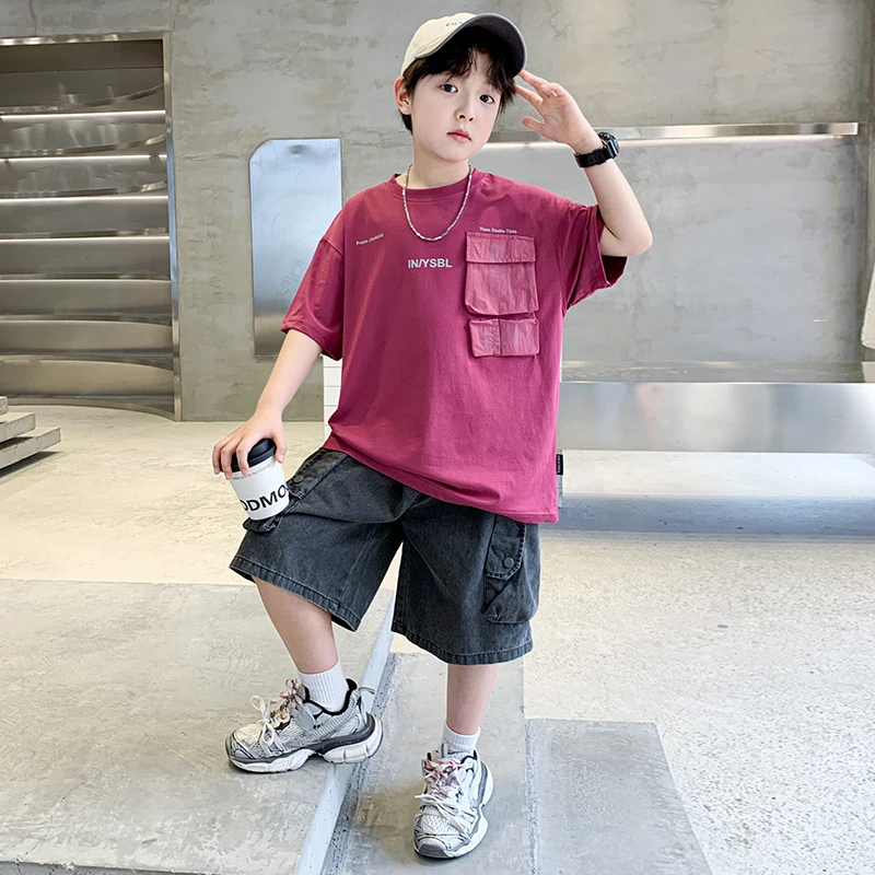 MK&UR.BV夏季儿童宽松运动套装中国风薄款套装男孩日奢风时髦短裤