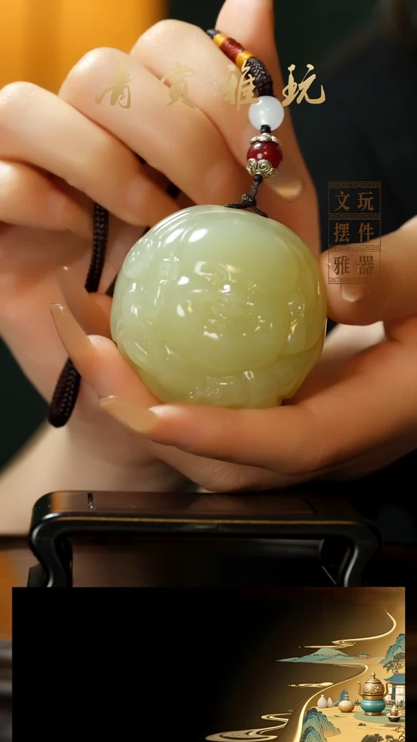 玉《圆形弥勒》手把件摆件