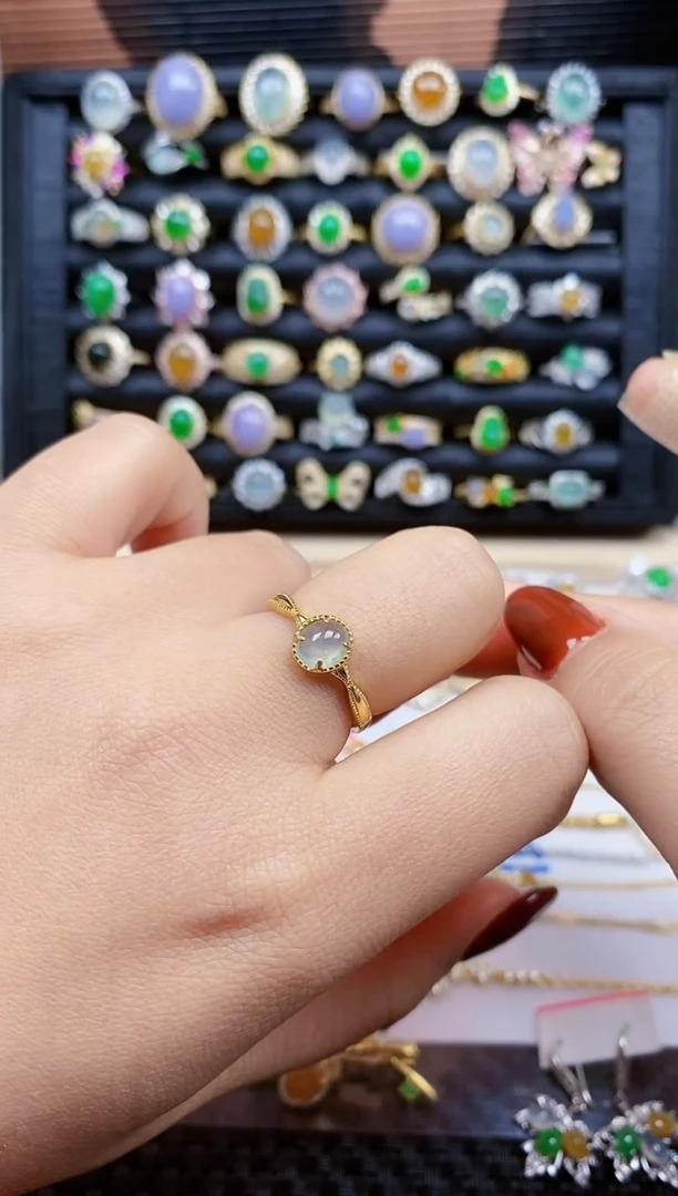 银S925镶嵌戒指翡翠86