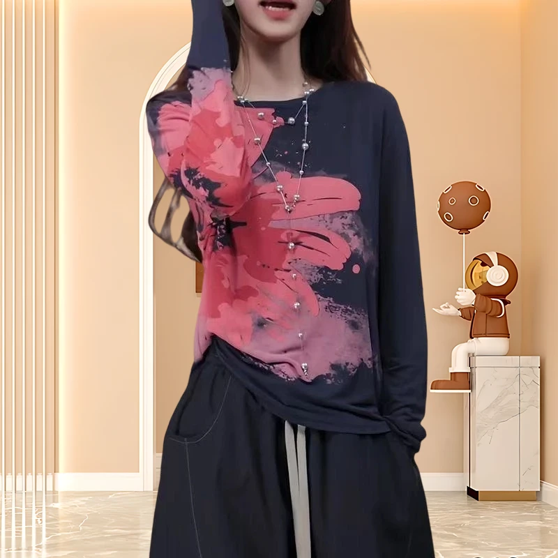 轻职风T恤圆领网纱常规休闲速干修身百搭运动长袖洋气高贵上衣