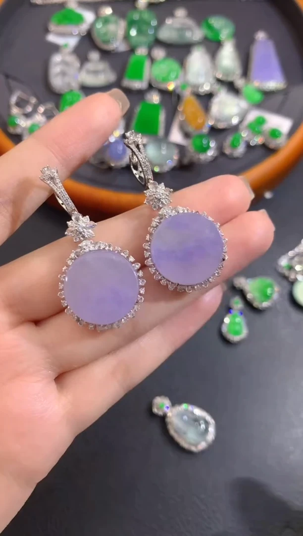 颈饰18K金镶嵌翡翠127-耳饰