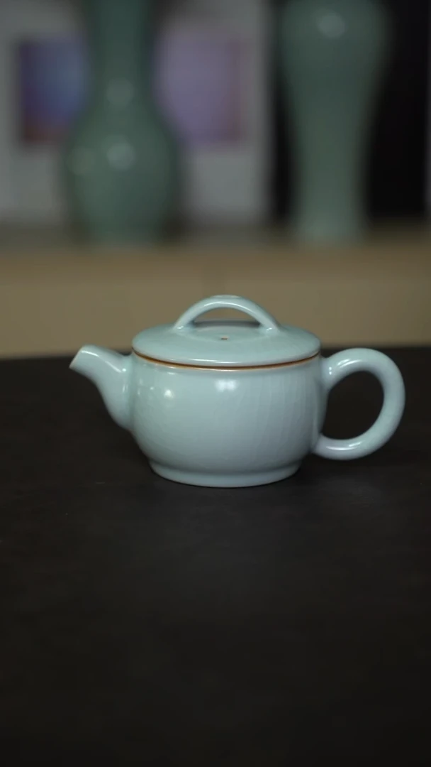 杯子瓷月白釉汉瓦壶全手工一级