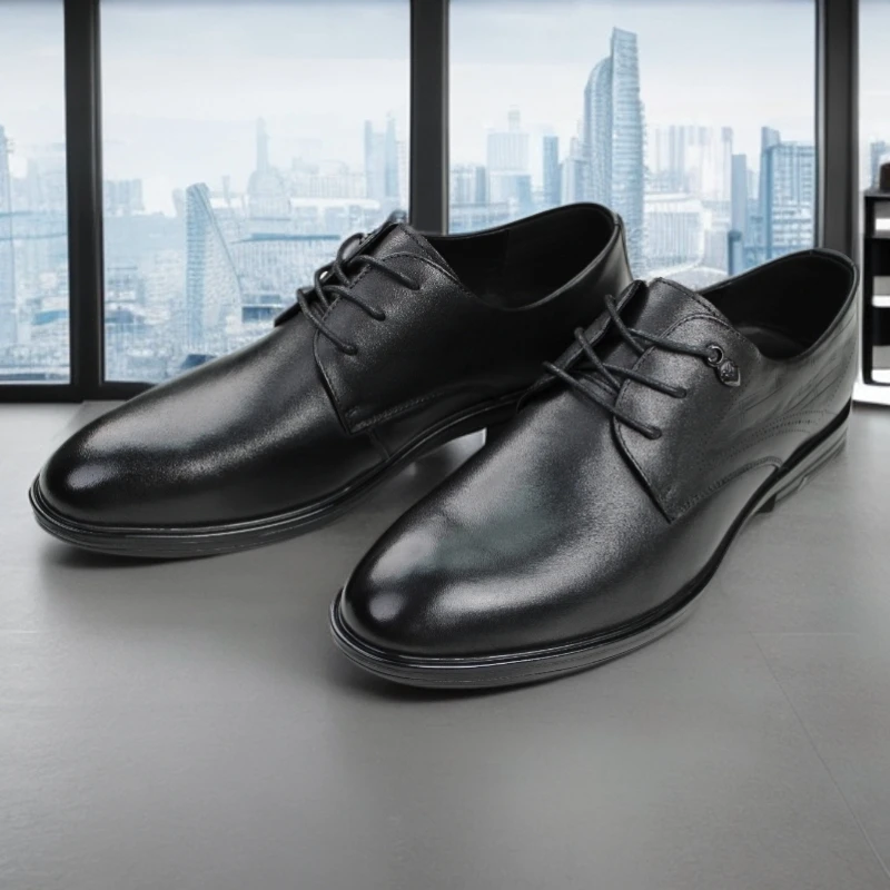 二哥2025全真皮头层牛皮商务正装舒适软底系带爆款男士皮鞋5S01