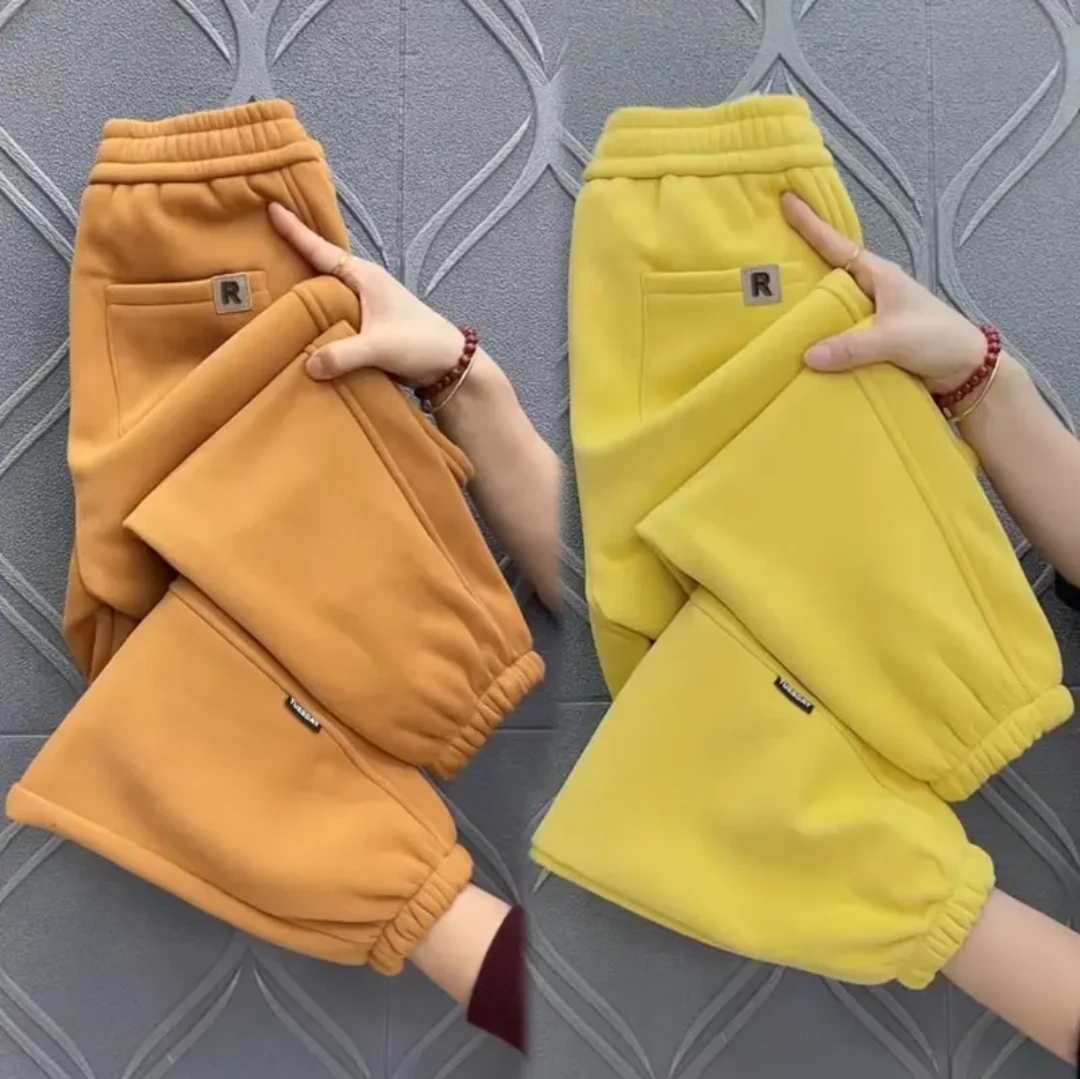 冬季新款女款小个子八分裤女显瘦加绒高腰哈伦裤运动束脚卫裤女