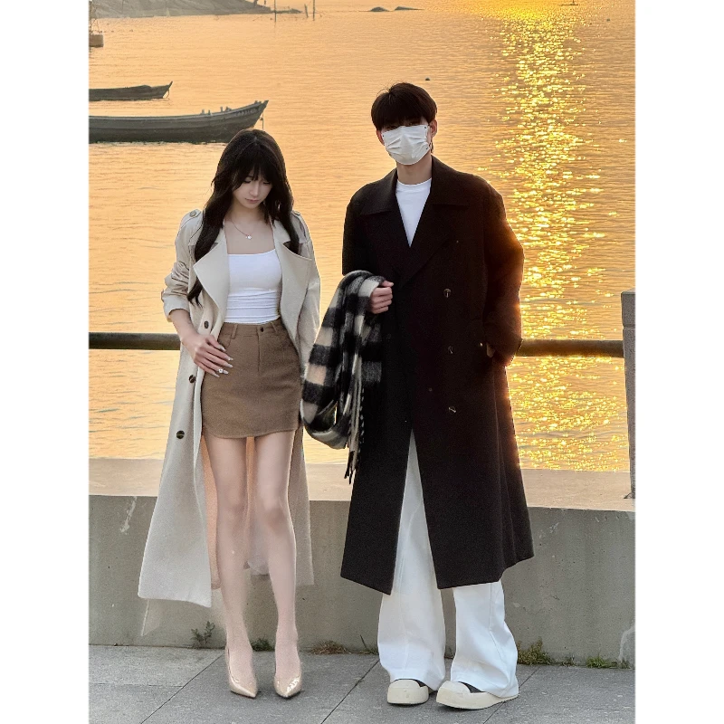 【3.0升级款】春秋宽松中长款英伦韩版男生风衣过膝长款百搭外套