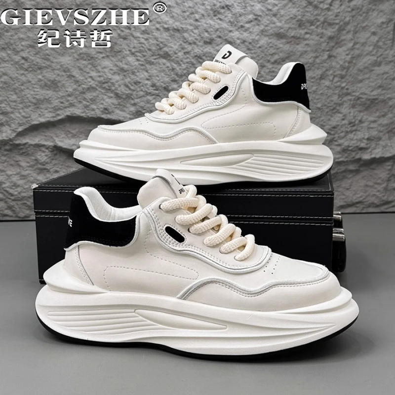 纪诗哲男鞋潮流透气厚底运动鞋男款厚底轻奢跑步鞋个性软底休闲鞋