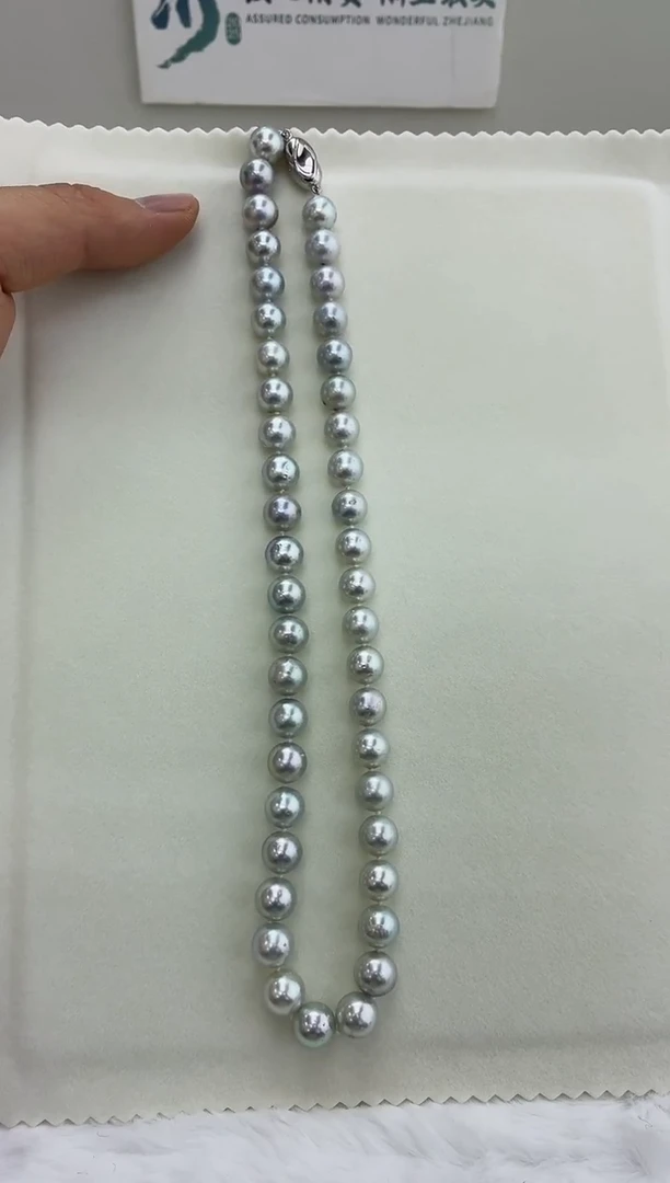 未镶嵌DA海水珍珠海水灰珠串链9-10 BQ484