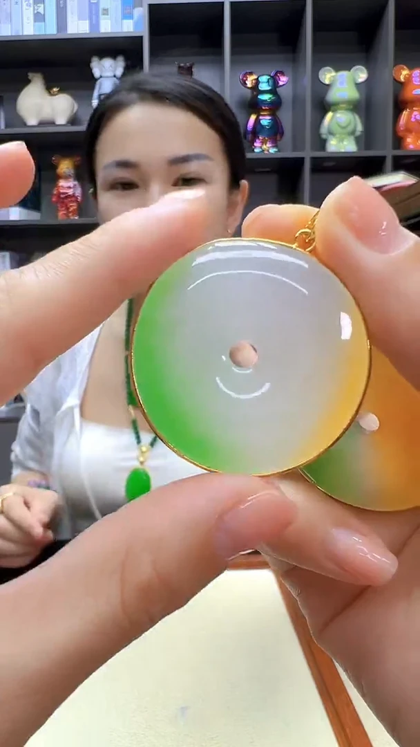 翡翠14K金镶嵌颈饰沉白diy劲饰