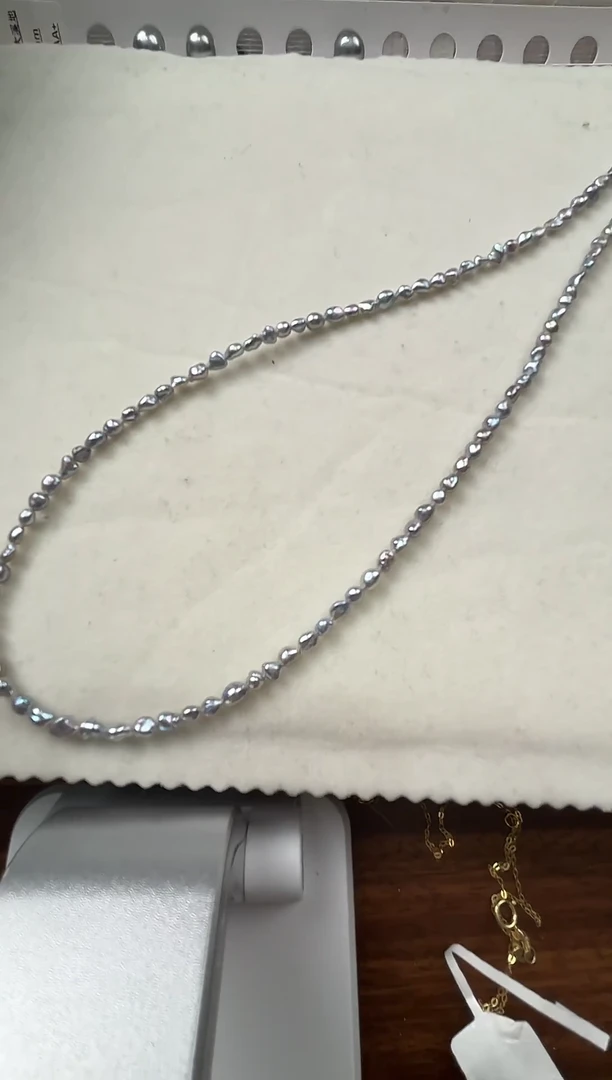 颈饰银S925镶嵌海水珍珠海水澳白keshi项链