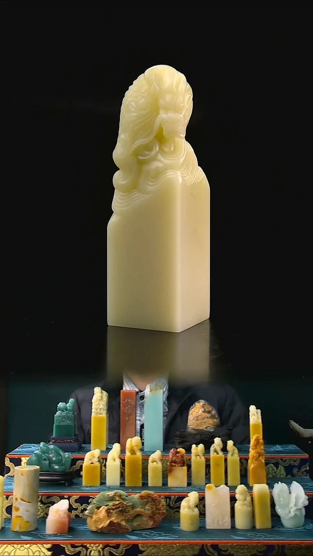 青田石象牙白鱼化龙章2*2*6.6