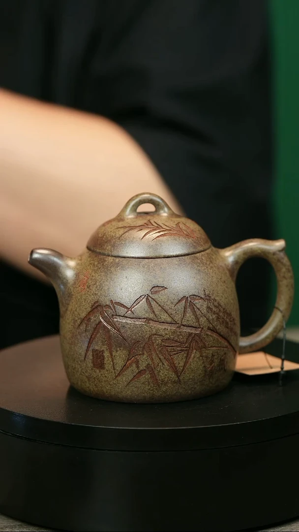茶壶紫砂凯*H1987李琴柴烧竹刻秦权