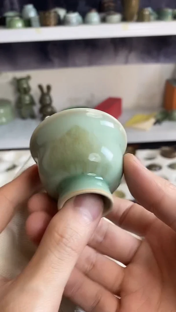 【山隐青瓷】龙窑柴烧杯子    微瑕