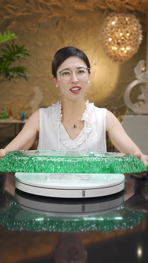琉璃手工艺品福利设计款湖水茶盘摆件大号