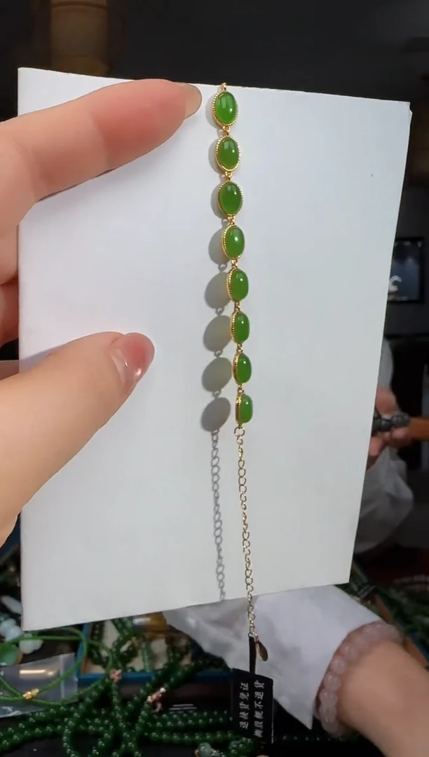 银S925镶嵌手链和田玉1