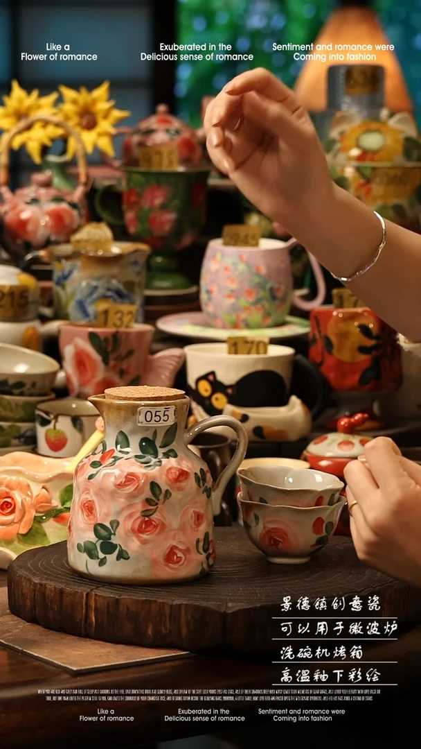 陶瓷景德镇高温釉下彩手工手绘款式@A0055@