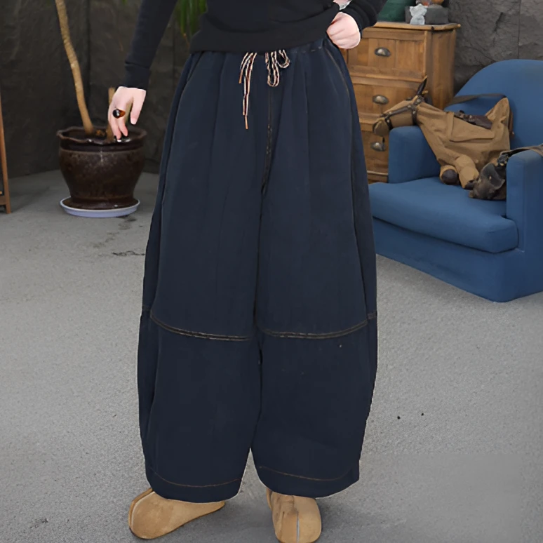 【加绒裤子】中腰高腰长裤厚款保暖磨毛休闲裤休闲复古秋季哈伦裤