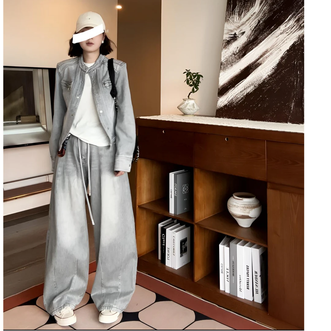 congcong【银河狂野牛仔裤】水洗牛仔裤 直筒 宽松 25NZK008 气质