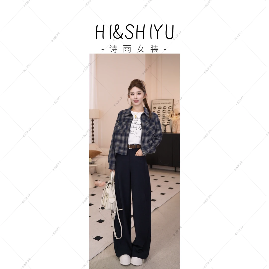 HISHIYU 2025年秋季新款设计感休闲时尚毛呢直筒阔腿裤