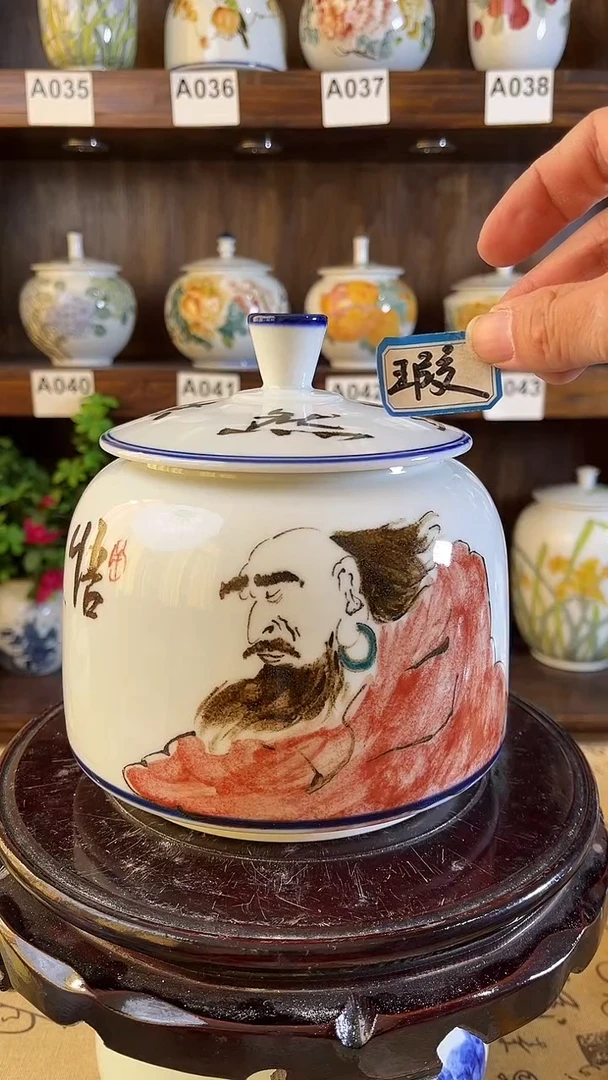 【闪购商品】纯手工手绘达摩物罐