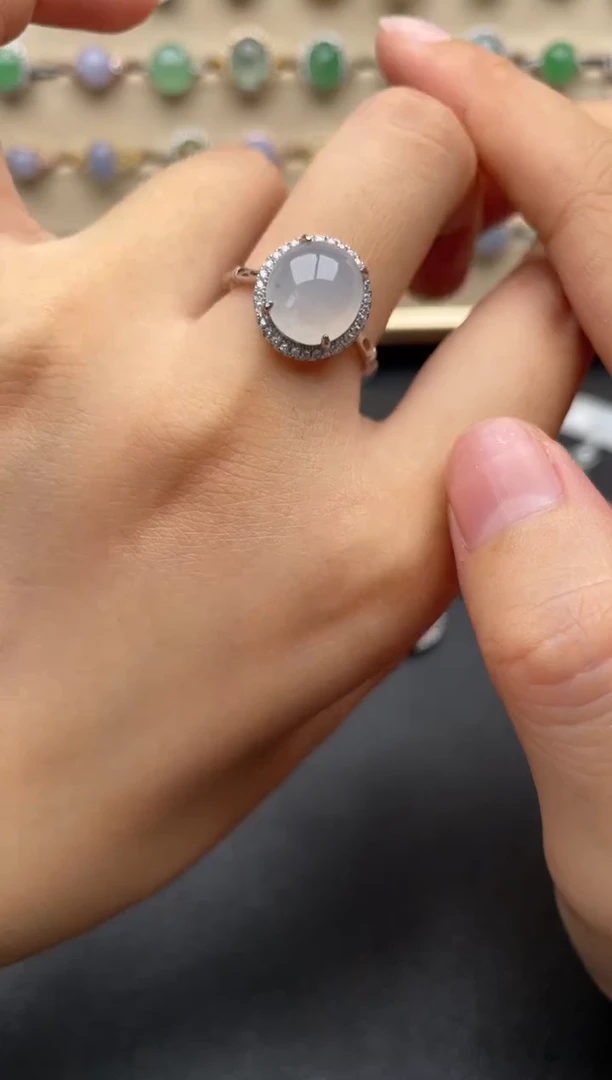 银S925镶嵌戒指翡翠一物一证一礼盒