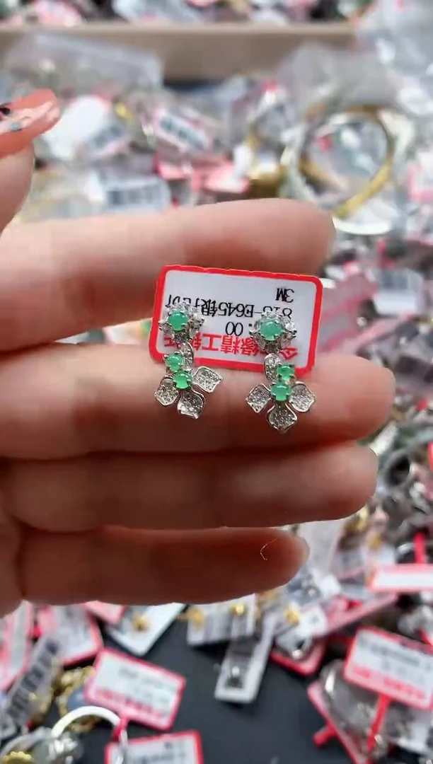 银S925镶嵌戒指翡翠天然A货缅甸翡翠