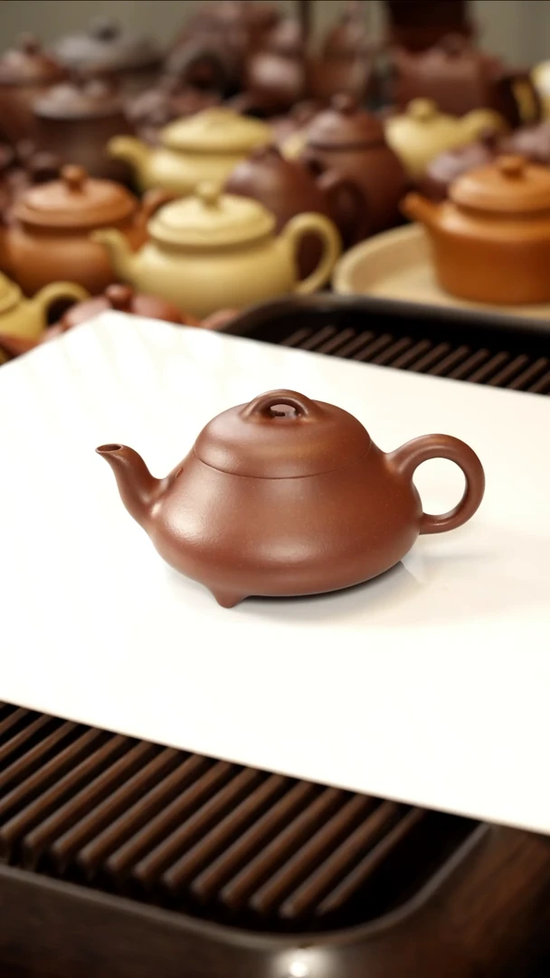 茶壶紫砂180cc形体级汉唐石瓢台西黑紫泥内推