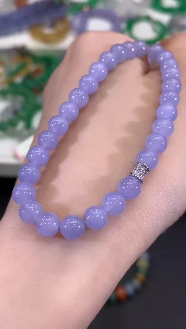 未镶嵌手串翡翠B181 紫货有色差