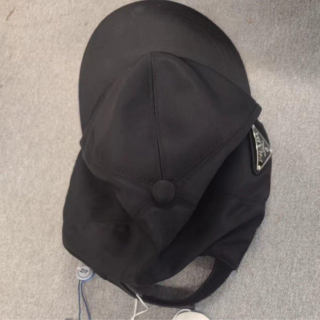 95新 Prada/普拉达 麦殿/三角标棒球帽L码黑色23年/250406JCH2L01