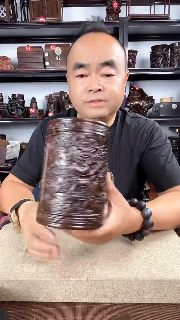 木龙笔筒老李红木工艺品