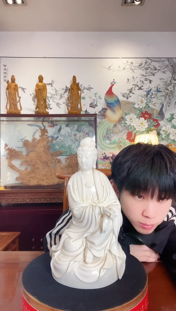 摆件德化白瓷  持经观音 高32cm  郑建冰老师