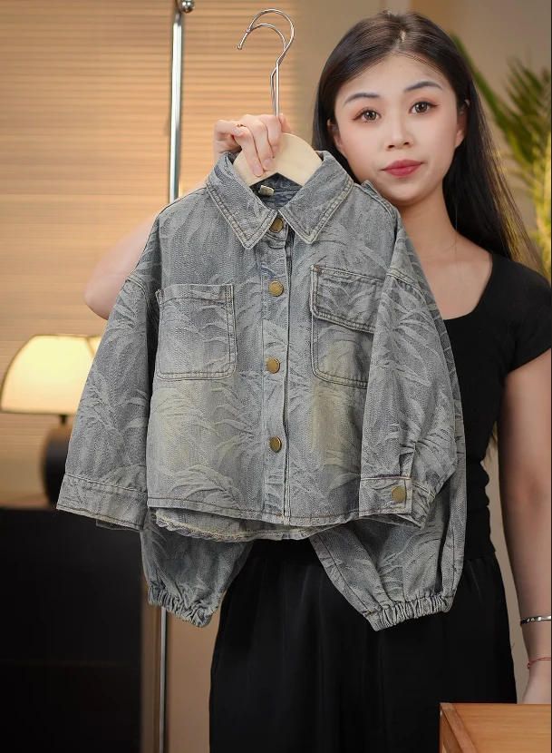 【现货】2024儿童春秋季新款韩版洋气牛仔休闲套装20182