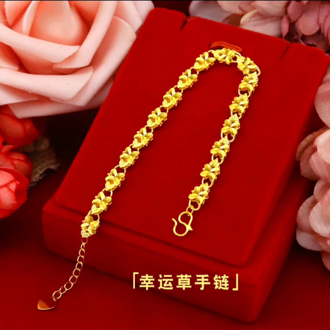 【时尚好物】幸运草手链金色经典轻奢精致百搭长短可调