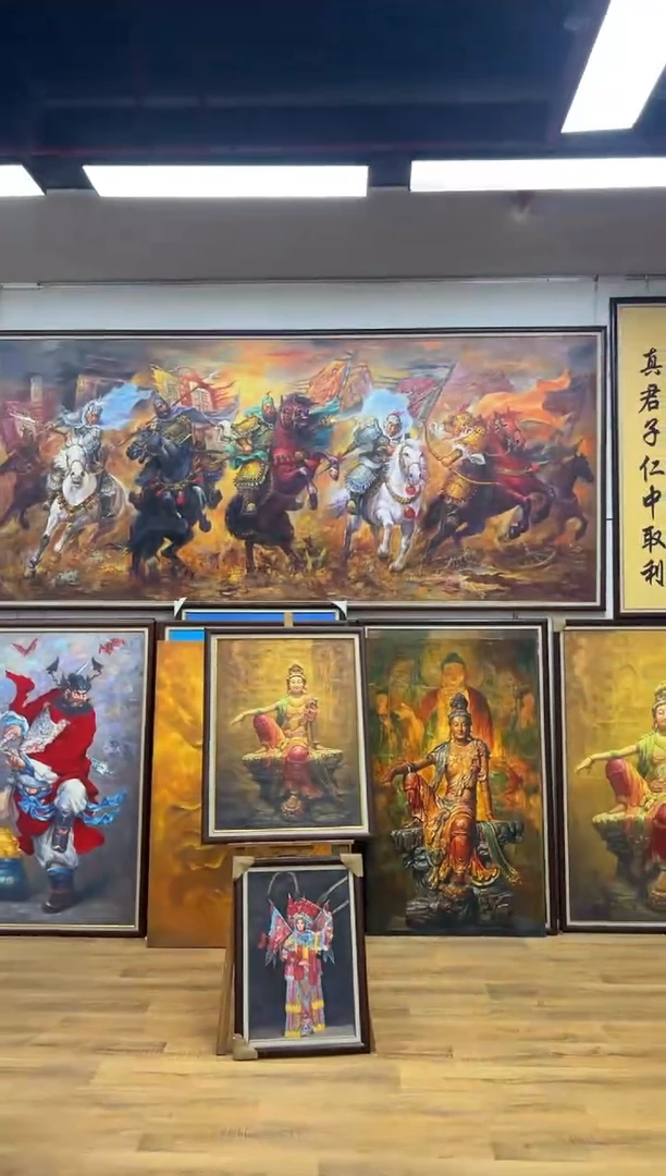 油画带框50*70石窟水月办公室客厅茶室玄关走廊家居挂画油画版画