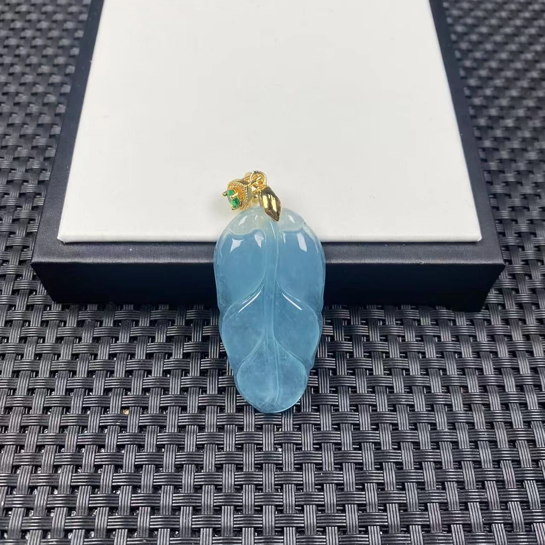 （珠宝严选）  D169老蓝水叶子吊坠气质大气挂坠