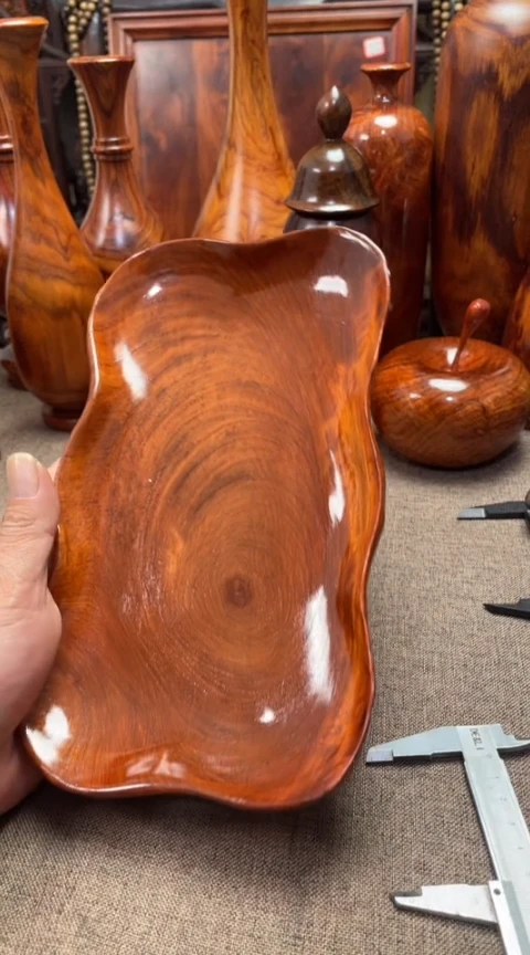 【闪购商品】大果紫檀（缅甸花梨）木艺缅花果盘