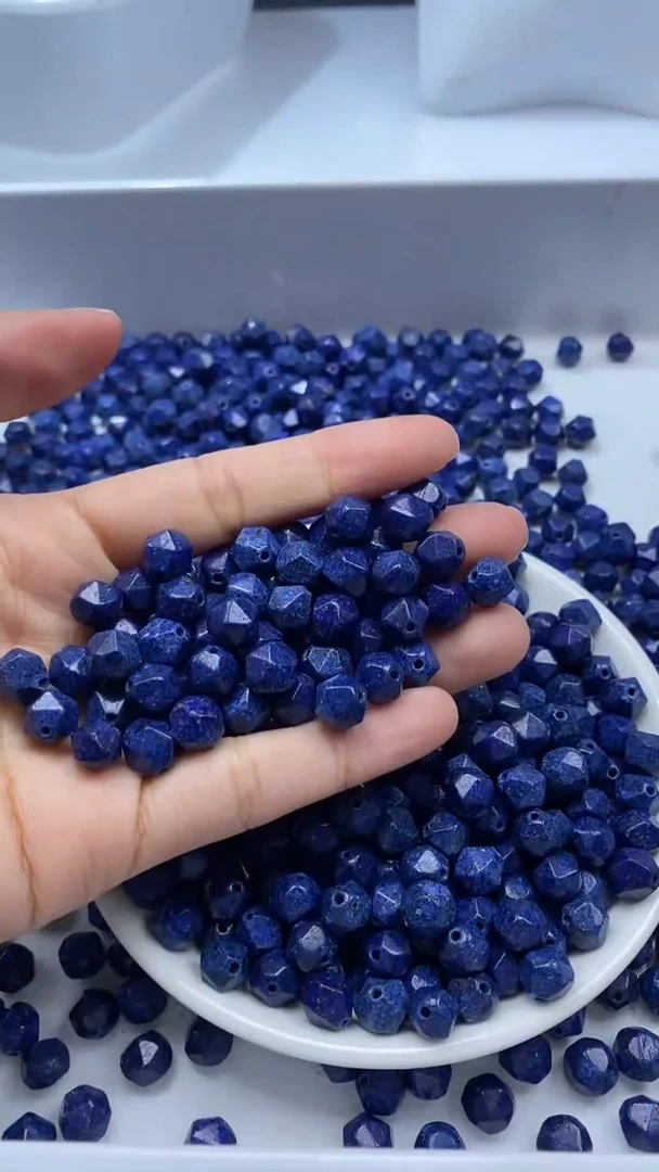 未镶嵌颈饰玛瑙/玉髓W2435-青金色切面8mm*10颗