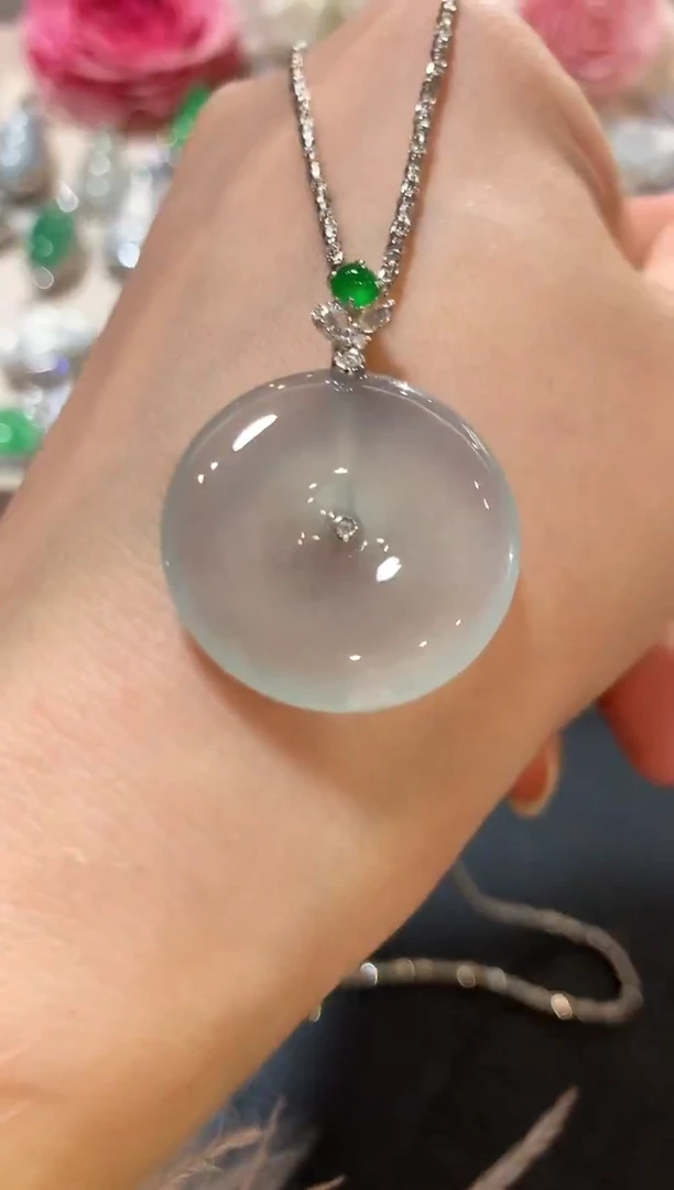 吊坠(不含链)18K金镶嵌翡翠z72